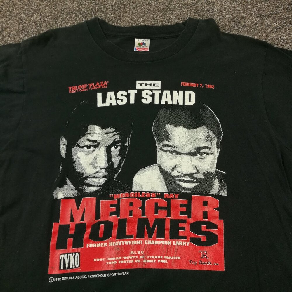 Vintage 1992 Ray Mercer vs Larry Holmes Boxing Trump Plaza Shirt Mens Large